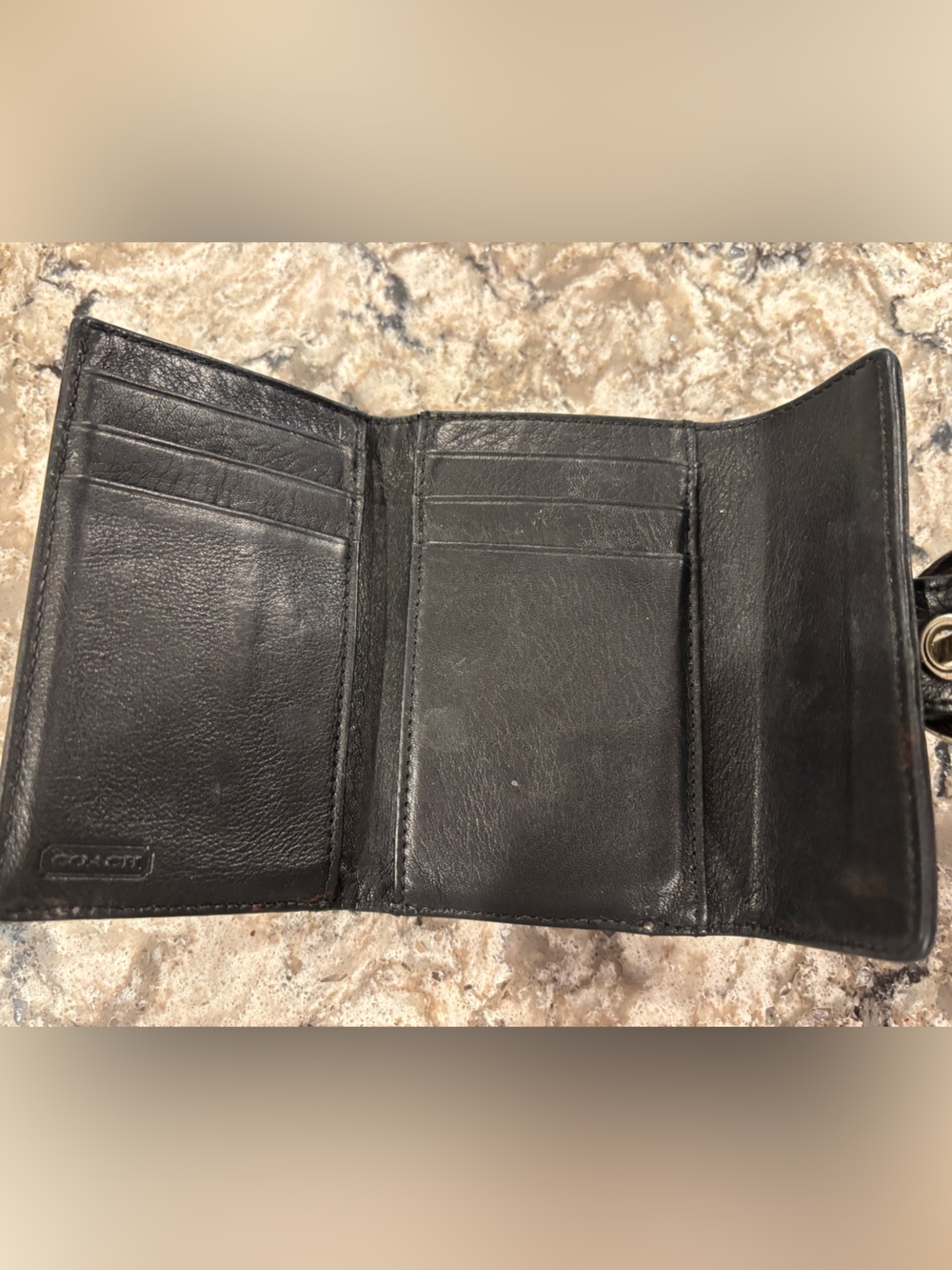 Coach Black Leather Buckle Wallet with Contrast Stitching - Picture 3 of 5